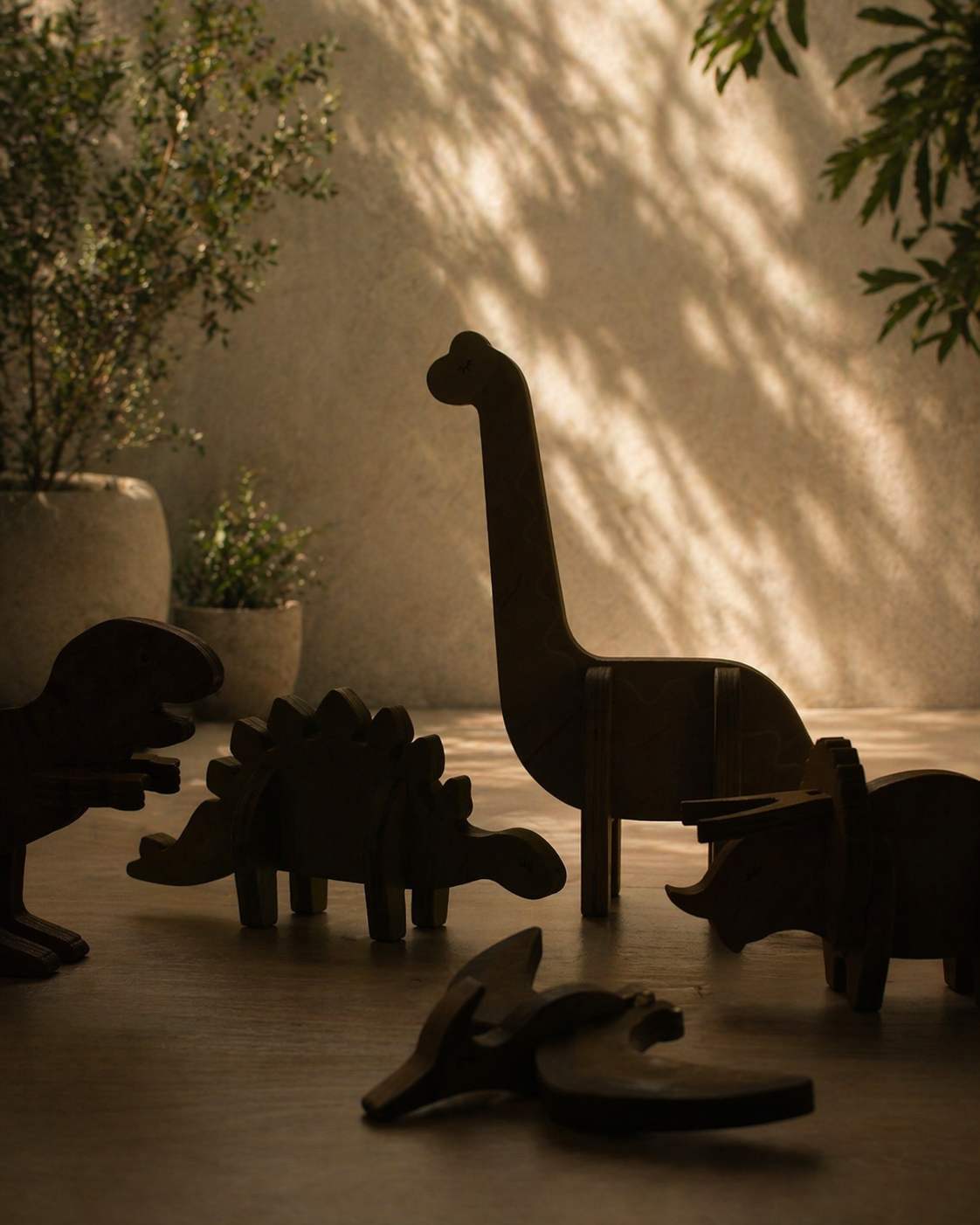 A set of dinosaur toys