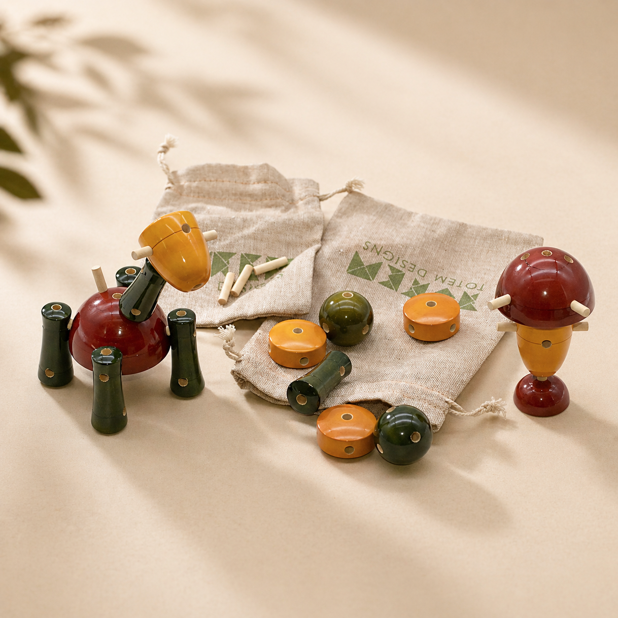 Gola Dandi | Creative Wooden Construction Blocks | Coloured Lac finish