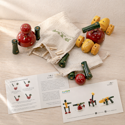 Gola Dandi | Creative Wooden Construction Blocks | Coloured Lac finish