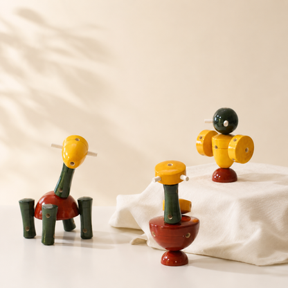 Gola Dandi | Creative Wooden Construction Blocks | Coloured Lac finish