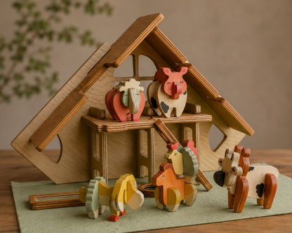 Bak-Bak Barn | Wooden Farm Playset