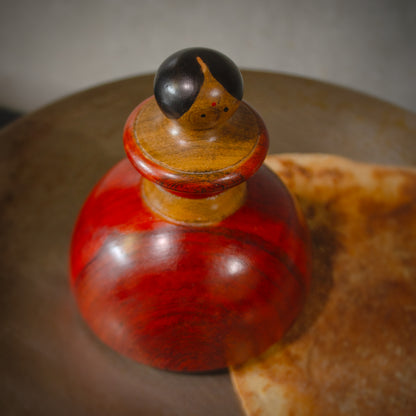 Wooden kitchen utensil for roasting, mashing, decor inspired by Indian culture 