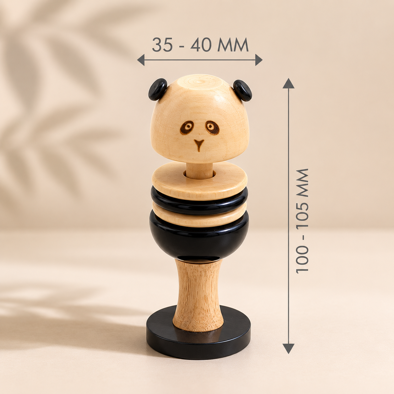 Wooden panda rattle measurement