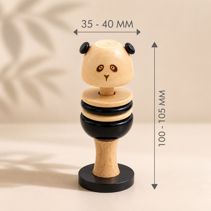 Wooden panda rattle measurement