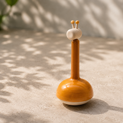 Giraffe shaped wooden rattle handcrafted in Channapatna